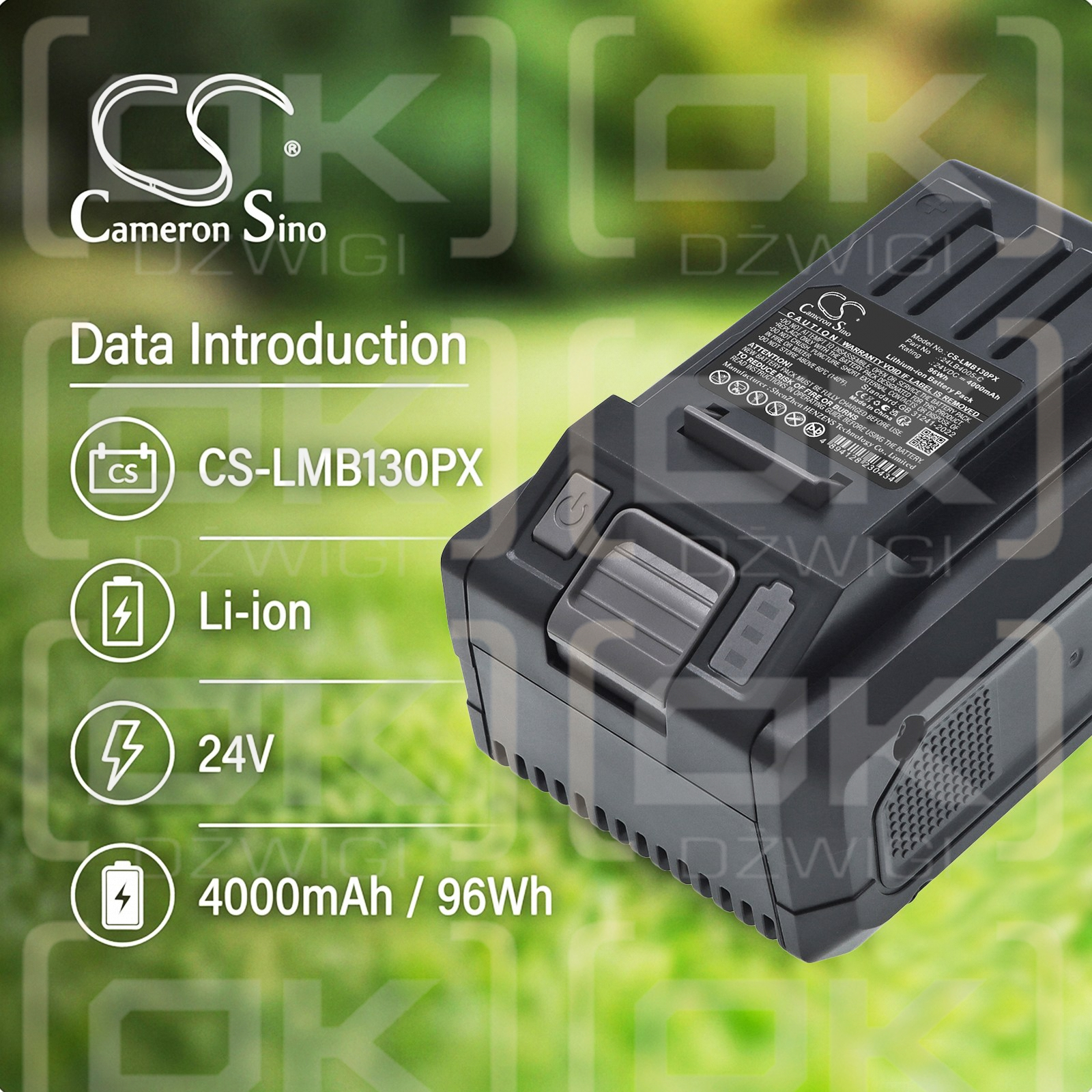 Ersatzakku für LawnMaster VBRMGT601YCM2 / 24LB4005-C 4000 mAh Li-Ion 24V (Cameron Sino)