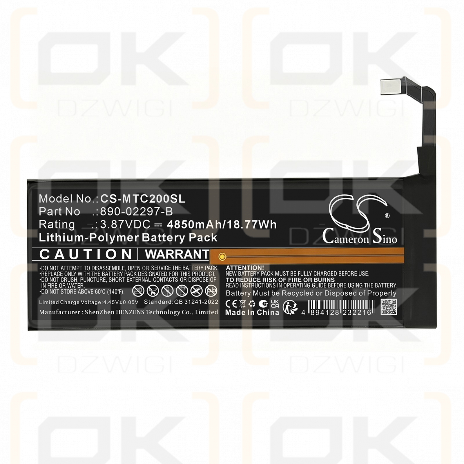 Replacement Battery for Meta Quest 3 Premium / 890-02297-B 4850 mAh Li-Polymer 3.87 V (Cameron Sino)