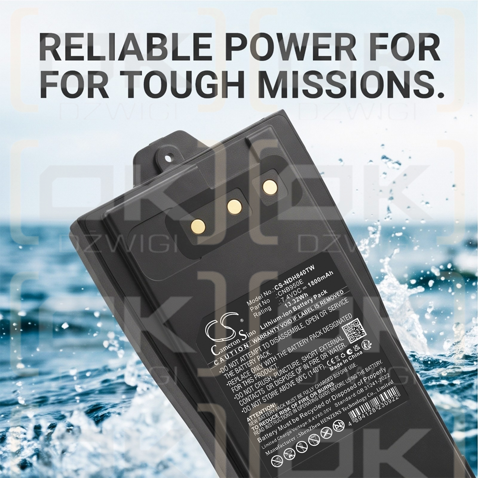 Ersatzakku für Entel HT983 / CNB950E 1800mAh Li-Ion 7,4V (Cameron Sino)