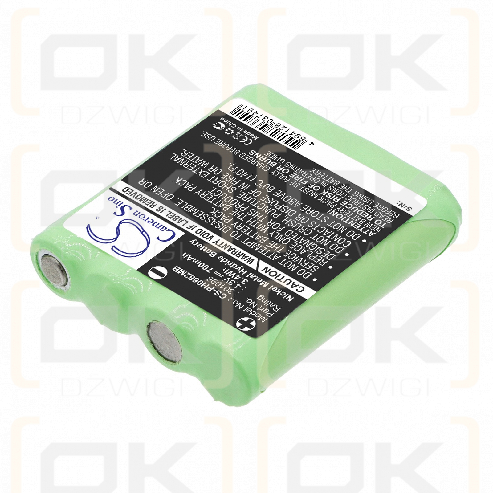 Batería de repuesto para Philips CE06821 / 301098 700 mAh Ni-MH 4,8 V (Cameron Sino)