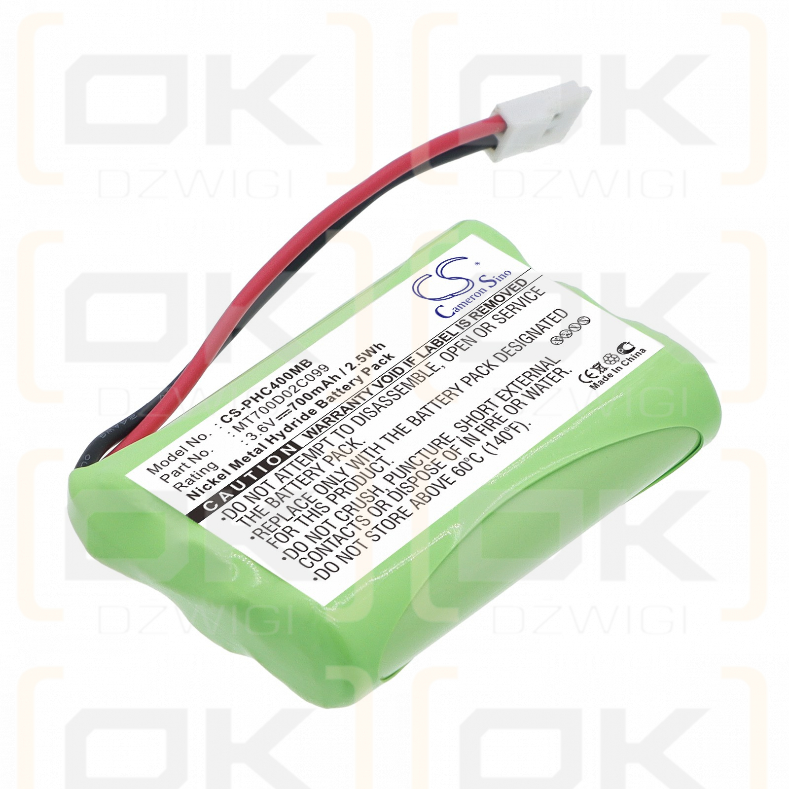 Replacement Battery for Philips SBC-EB3655 / MT700D02C099 700mAh Ni-MH 3.6V (Cameron Sino)