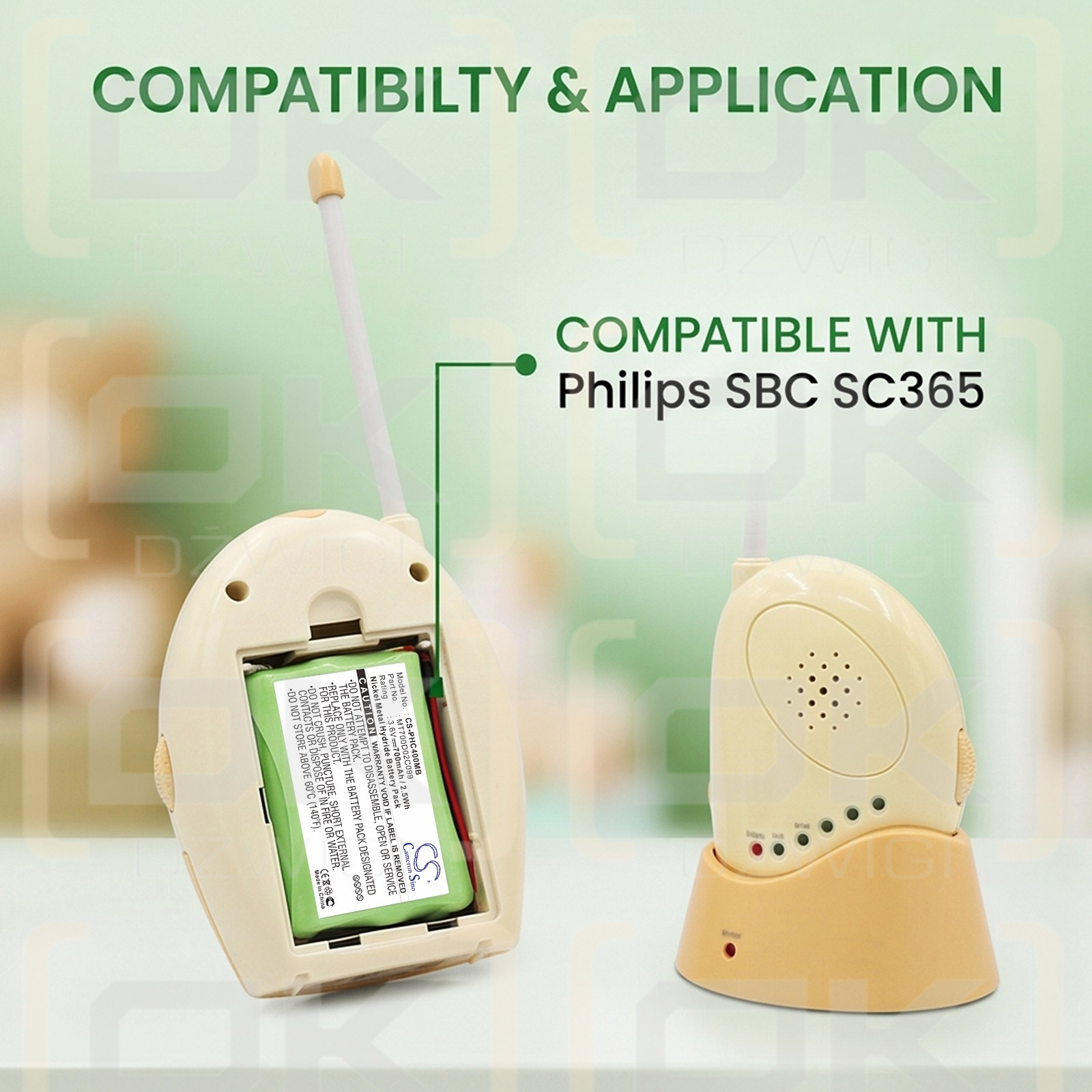 Replacement Battery for Philips SBC-EB3655 / MT700D02C099 700mAh Ni-MH 3.6V (Cameron Sino)