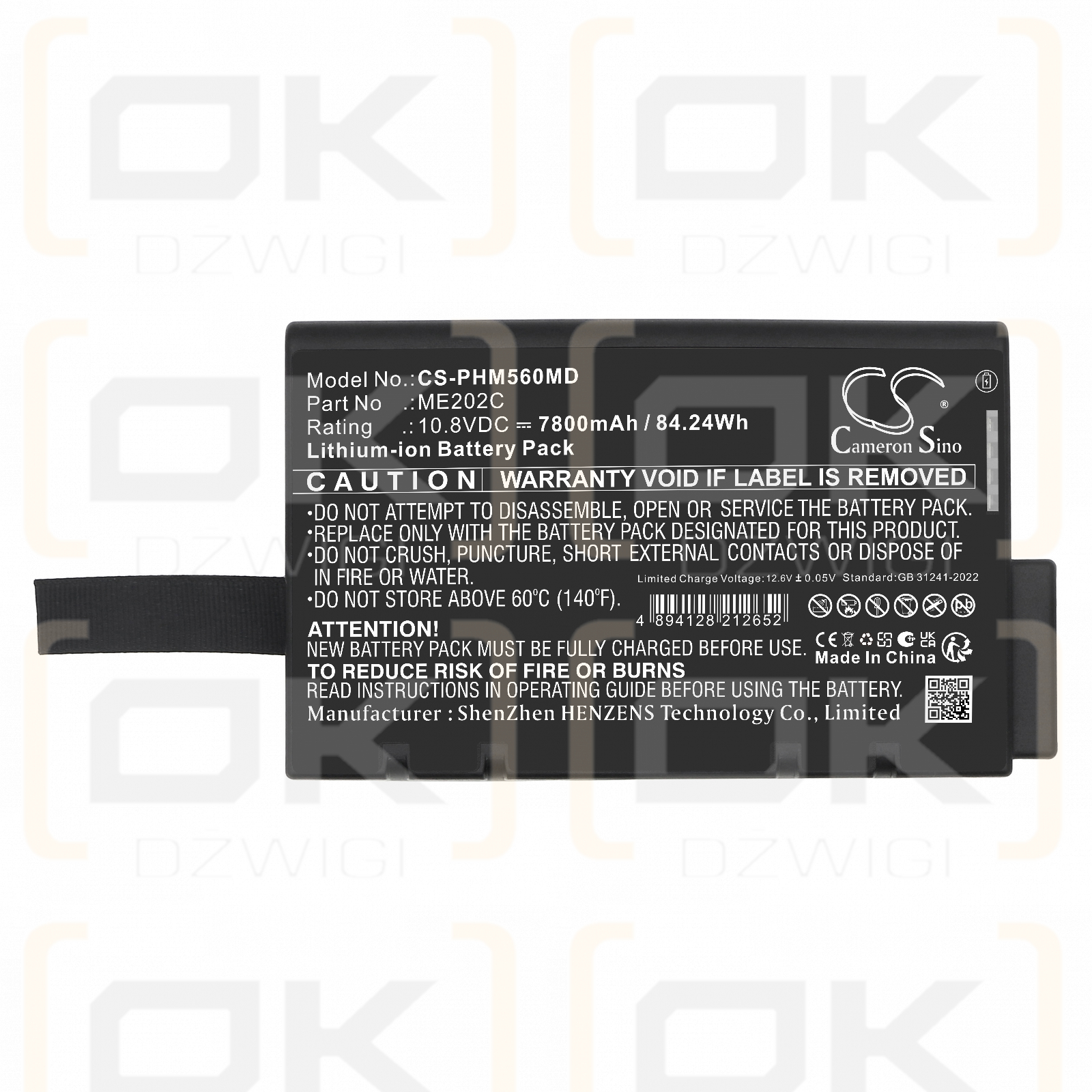 Ersatzakku für Philips Goldway G60E / ME202C 7800 mAh Li-Ion 10,8 V (Cameron Sino)