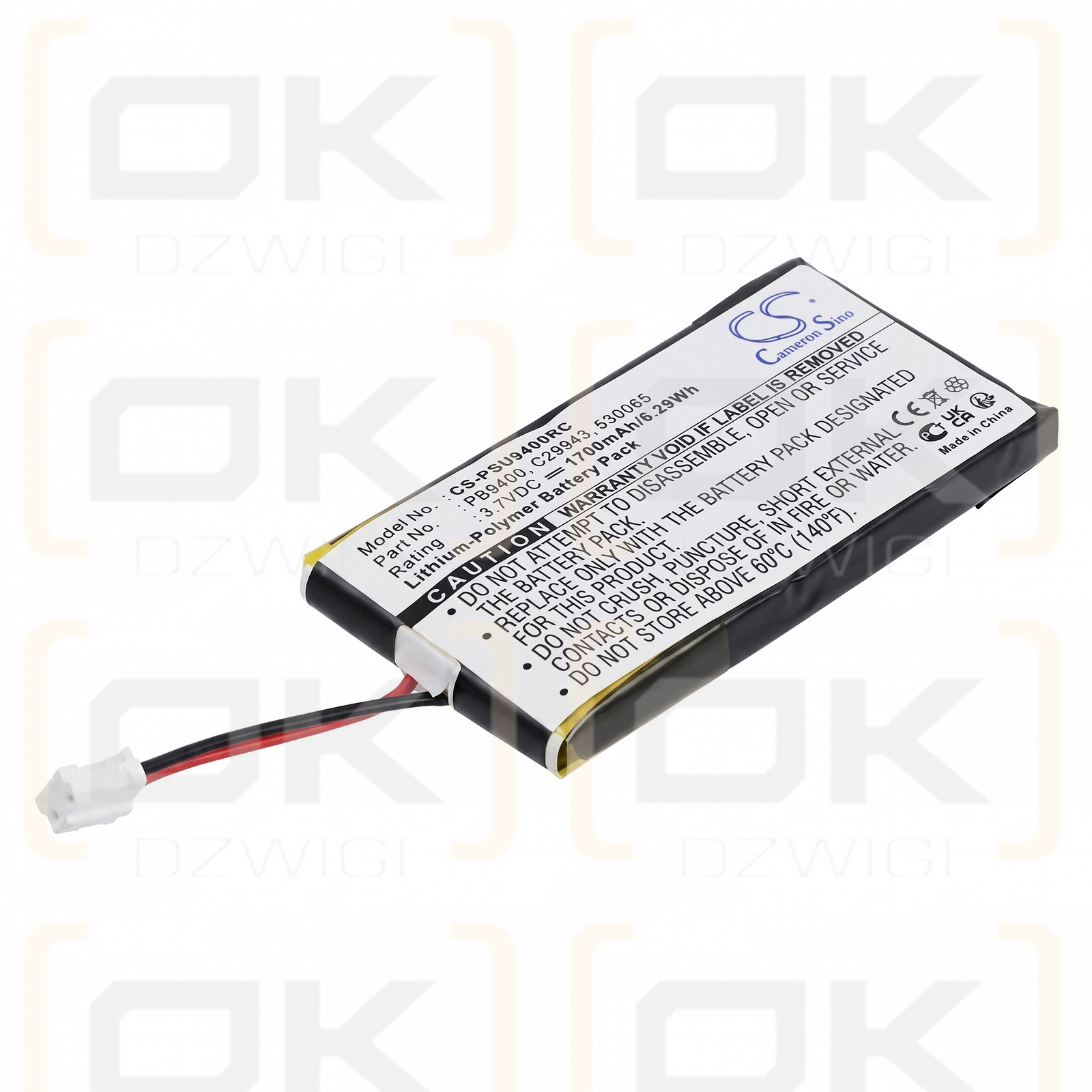 Batería de repuesto para Philips Pronto TSU9400 / PB9400, 1700 mAh, polímero de litio, 3,7 V (Cameron Sino)