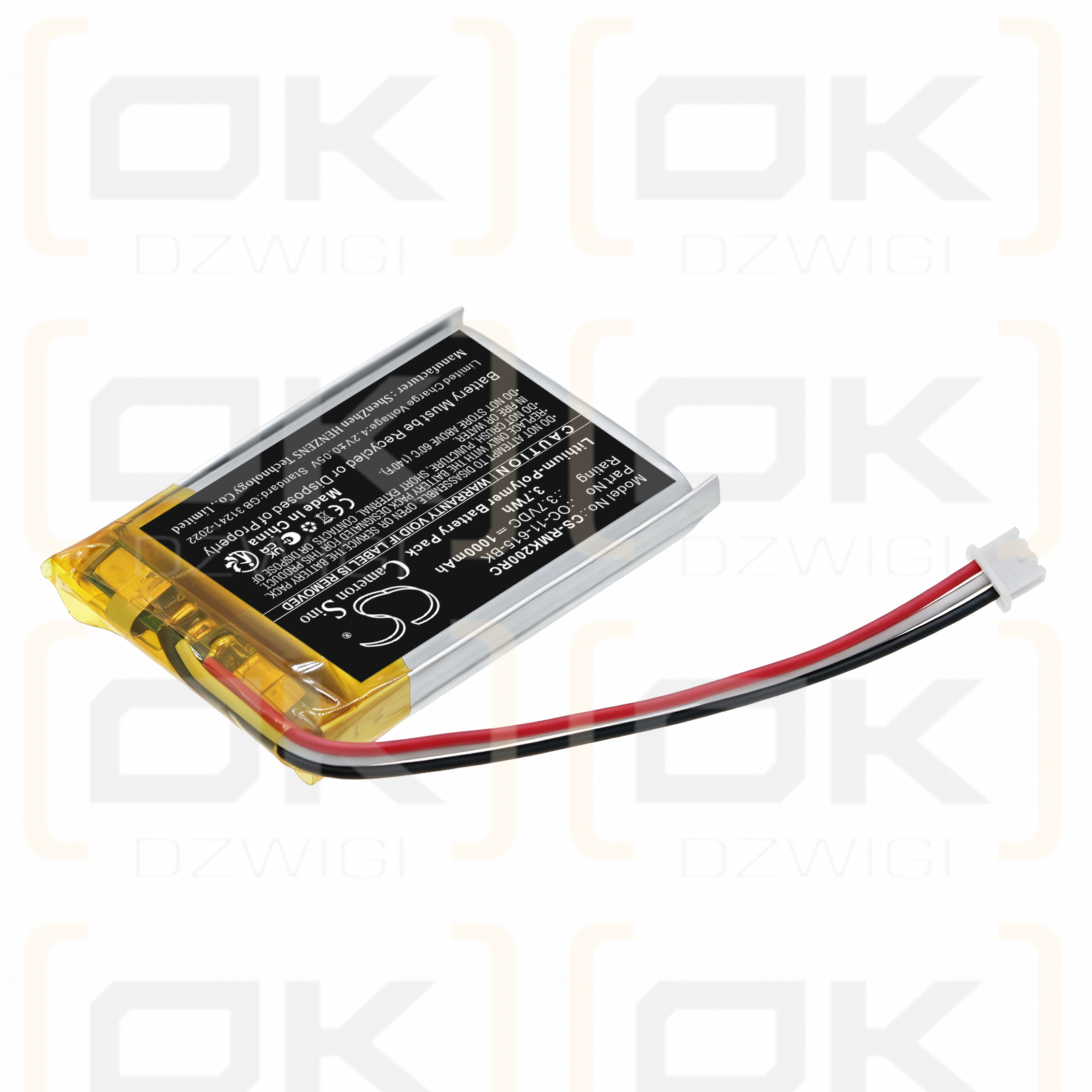 Batería de repuesto para ratón inalámbrico para juegos RAZER Roccat Kain 200 / OC-11-615-BK 1000 mAh Li-Polymer 3.7 V (Cameron Sino)