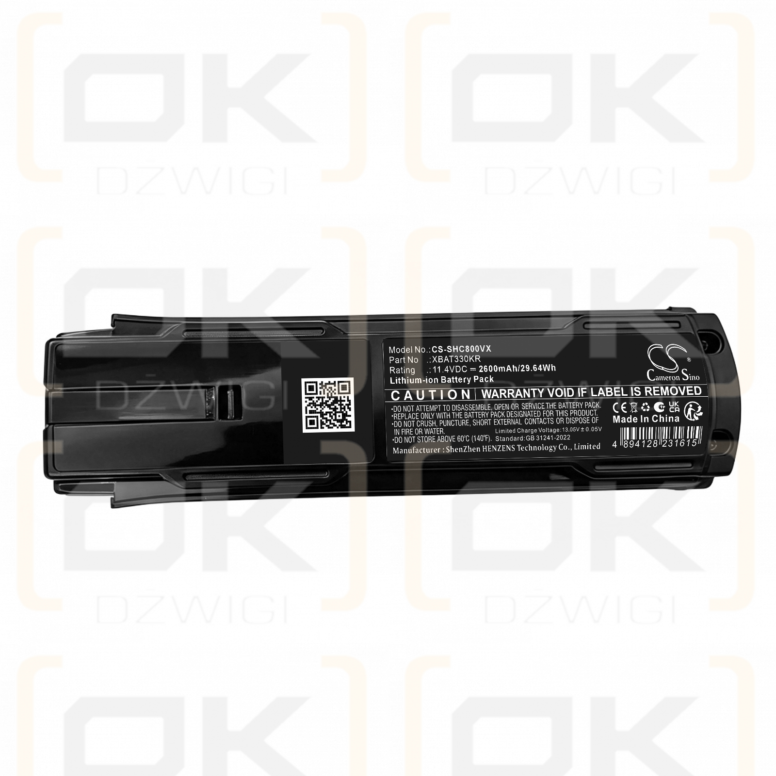 Ersatzakku für Shark LC800JW / XBAT330KR 2600mAh Li-Ion 11,4V (Cameron Sino)