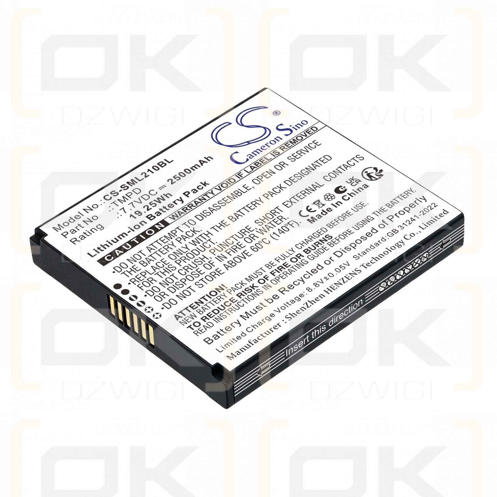 Bateria zamienna do Sunmi  T8A10 / TMPD 2500 mAh Li-ion 7.7 V (Cameron Sino)