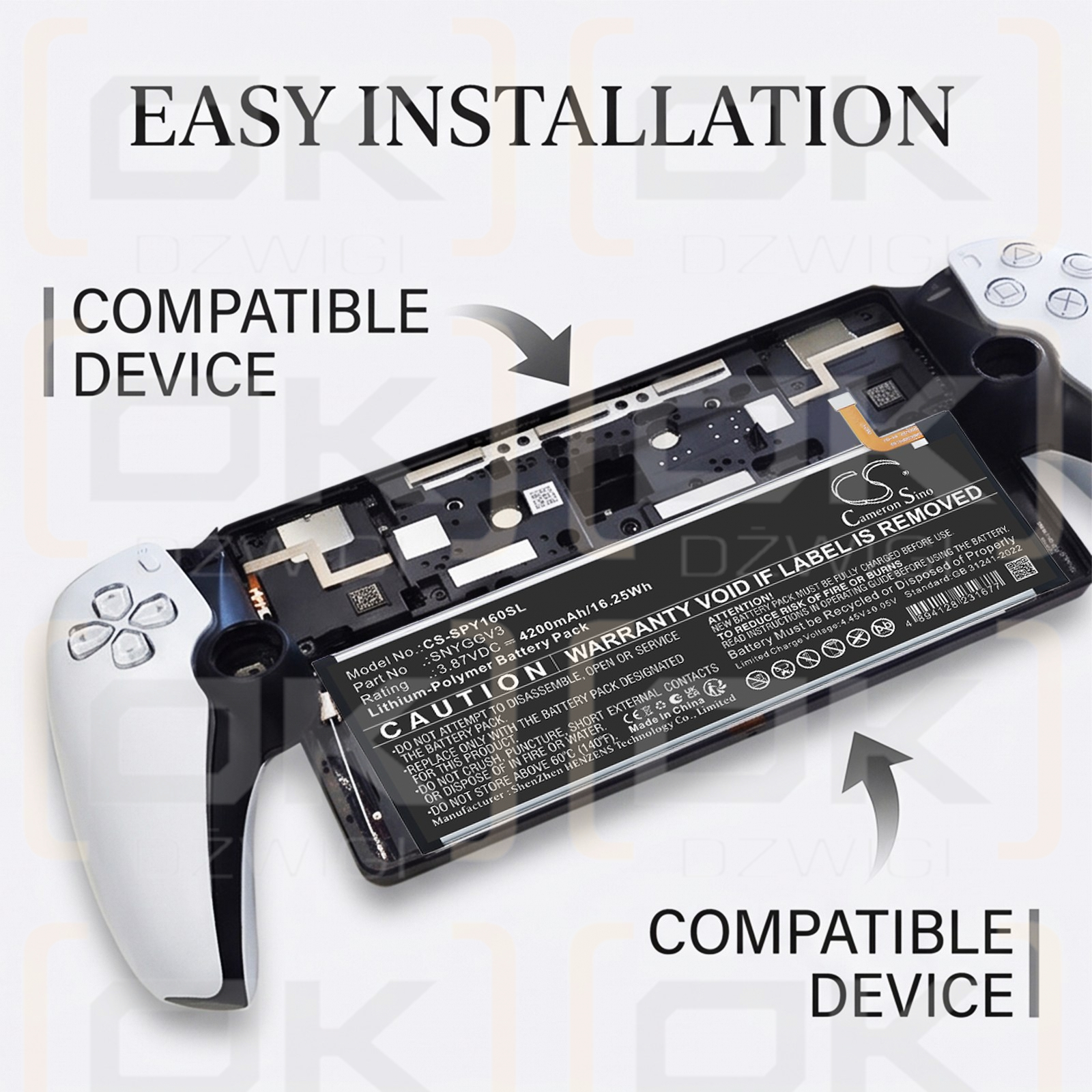 Batería de repuesto para Sony CFI-Y1016 / SNYGGV3, 4200 mAh, polímero de litio, 3,87 V (Cameron Sino)
