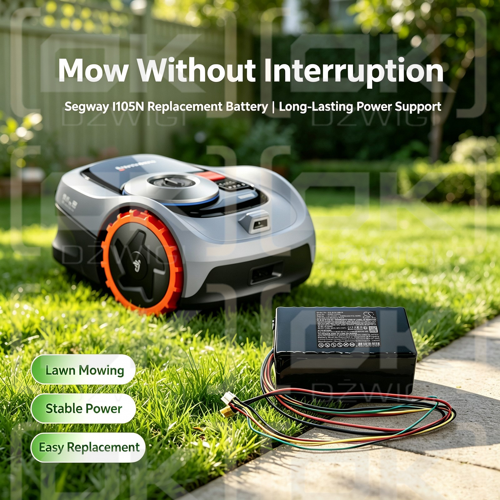 Ersatzakku für Segway Navimow I210 AWD / NBBF2205A 5200 mAh Li-Ion 21,6 V (Cameron Sino)