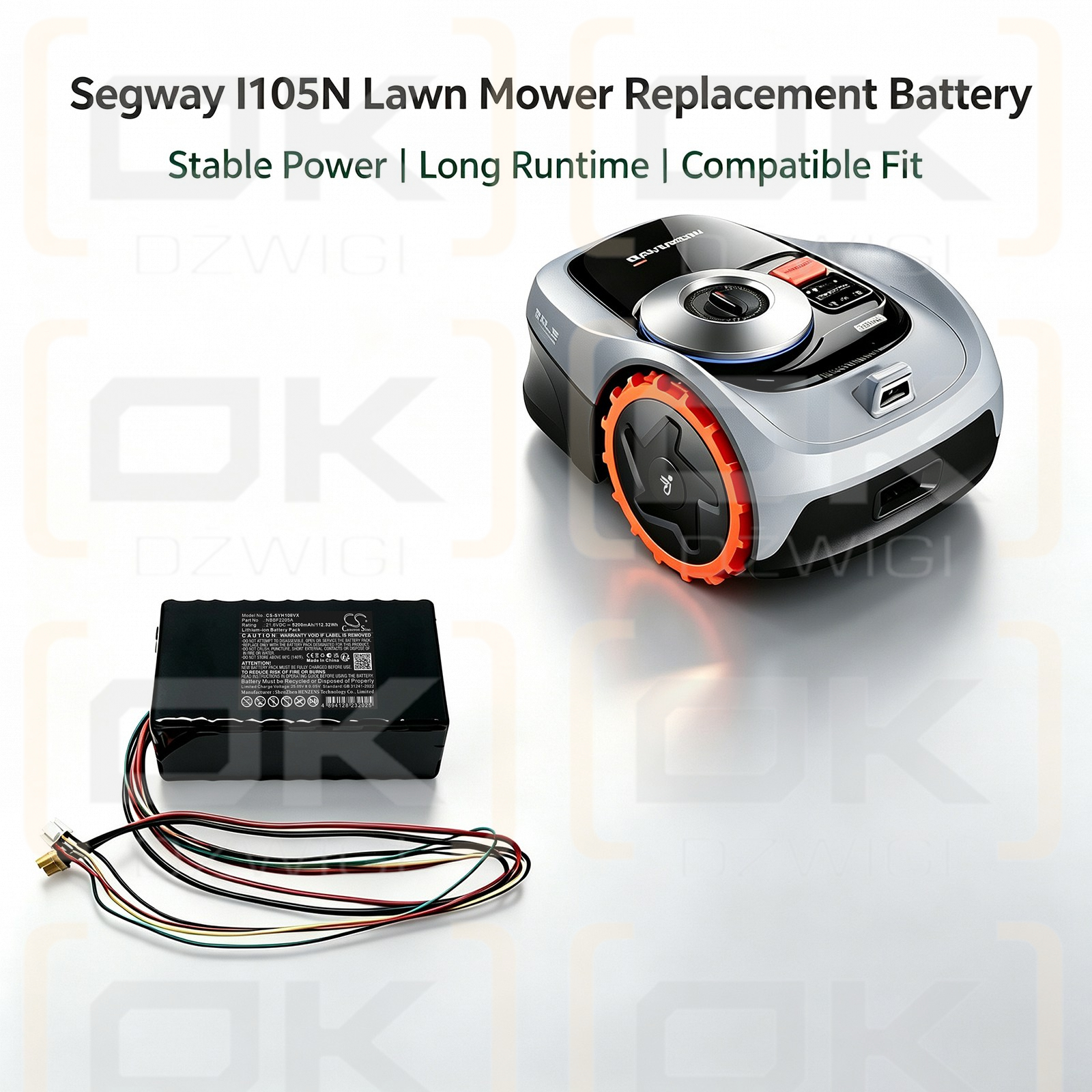 Ersatzakku für Segway Navimow I210 AWD / NBBF2205A 5200 mAh Li-Ion 21,6 V (Cameron Sino)