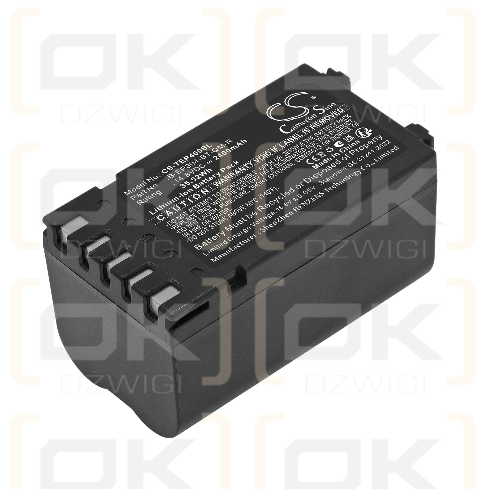 Replacement Battery for Toshiba B-EP2DL / B-EP804-BT-QM-R 2400 mAh Li-ion 14.8 V (Cameron Sino)