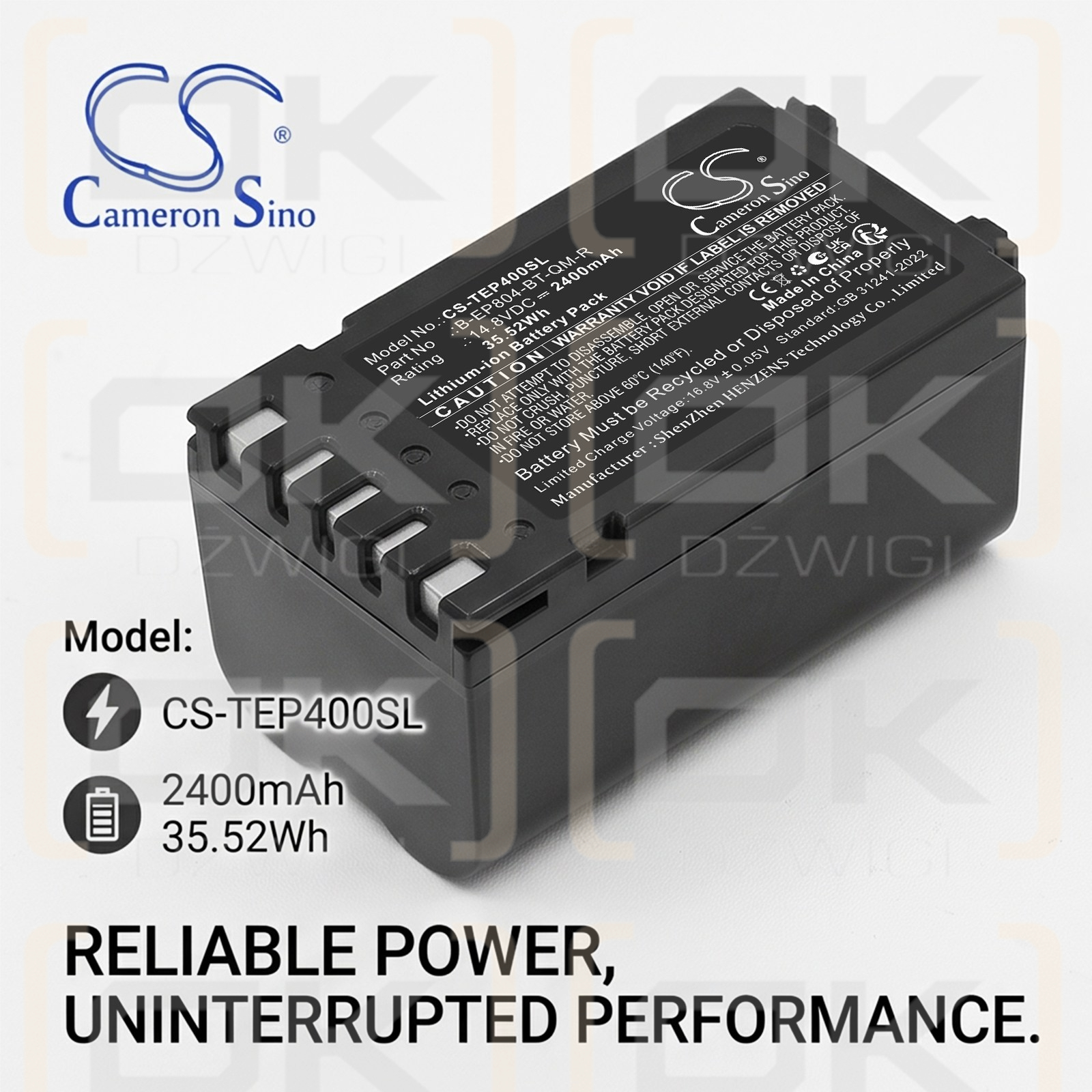 Replacement Battery for Toshiba B-EP2DL / B-EP804-BT-QM-R 2400 mAh Li-ion 14.8 V (Cameron Sino)