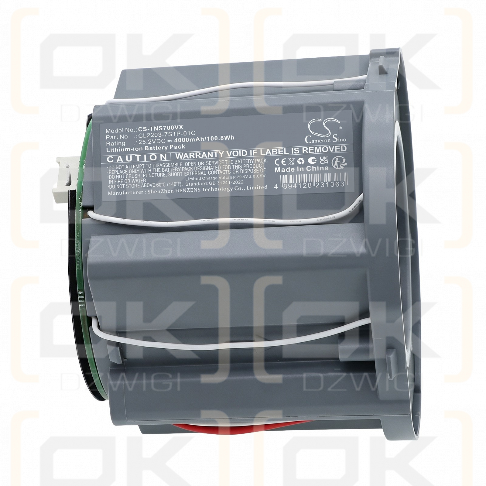 Batería de repuesto para Tineco Floor One S7 Stretch Steam / CL2203-7S1P-01C 4000mAh Li-ion 25.2V (Cameron Sino)