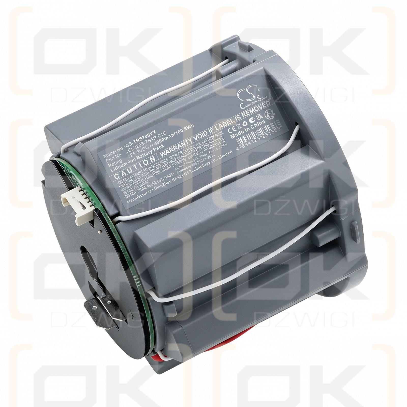 Batería de repuesto para Tineco Floor One S7 Stretch Steam / CL2203-7S1P-01C 4000mAh Li-ion 25.2V (Cameron Sino)