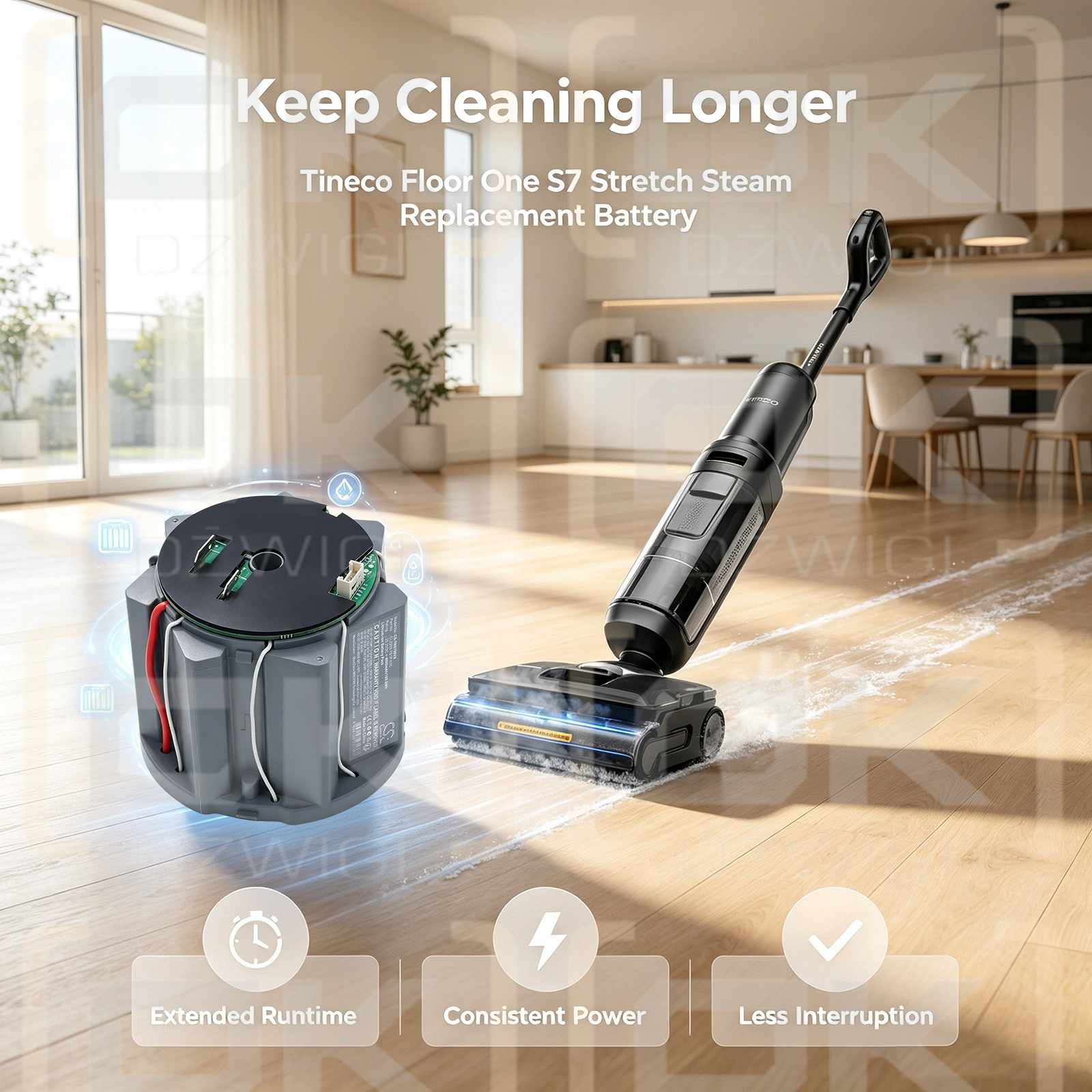 Batería de repuesto para Tineco Floor One S7 Stretch Steam / CL2203-7S1P-01C 4000mAh Li-ion 25.2V (Cameron Sino)