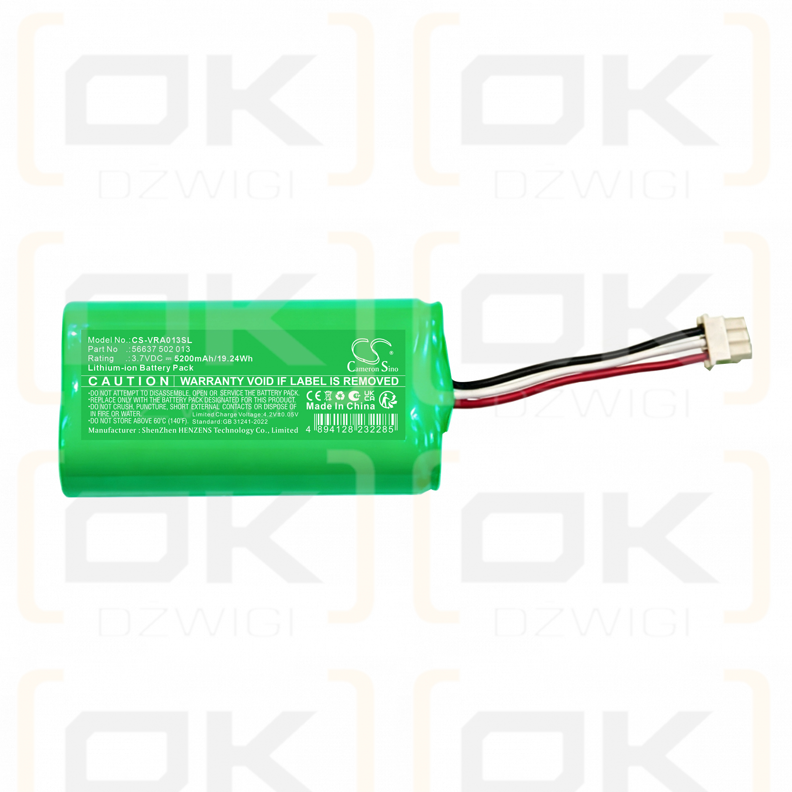 Batería de repuesto para VARTA 56637 502 013 5200 mAh Li-ion 3.7 V (Cameron Sino)