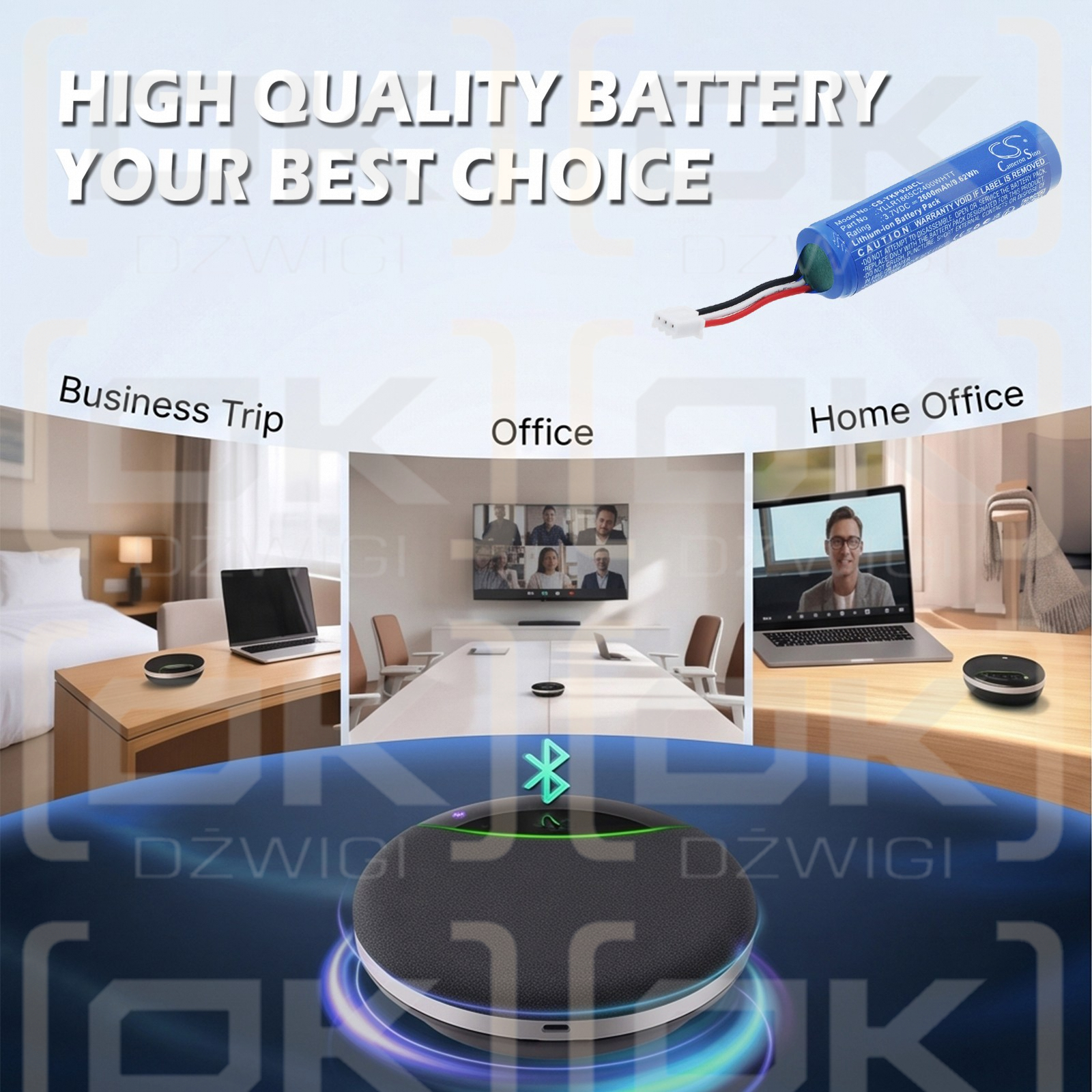 Ersatzakku für Yealink SP92USBC/A / YLLR1865C2400WHTT 2600 mAh Li-Ion 3,7 V (Cameron Sino)