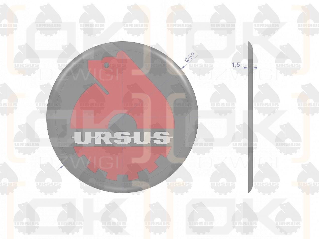 Emblemat, naklejka wypukła 3D-w1 ORYGINAŁ URSUS ( sprzedawane po 5 )