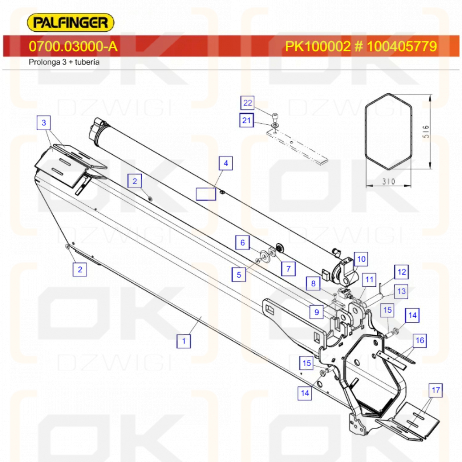 Corredera extensible Palfinger 280x140x14