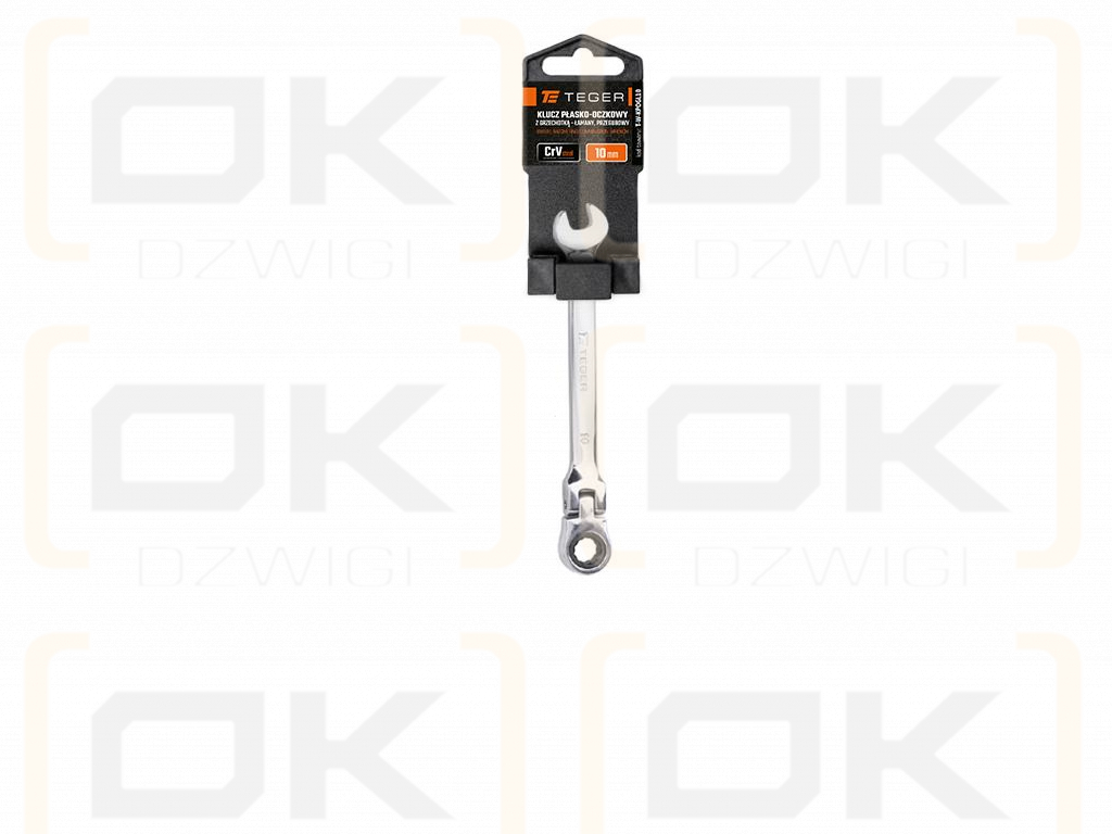 Ratcheting open-end wrench, articulated, 10 mm, Teger
