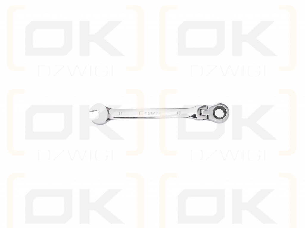 Ratcheting open-end wrench, articulated, 11 mm, Teger