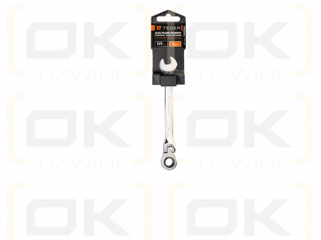 Ratcheting open-end wrench, articulated, 11 mm, Teger