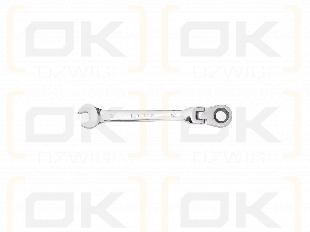 Ratcheting open-end wrench, articulated, 12 mm, Teger