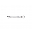 Ratcheting open-end wrench, articulated, 15 mm, Teger