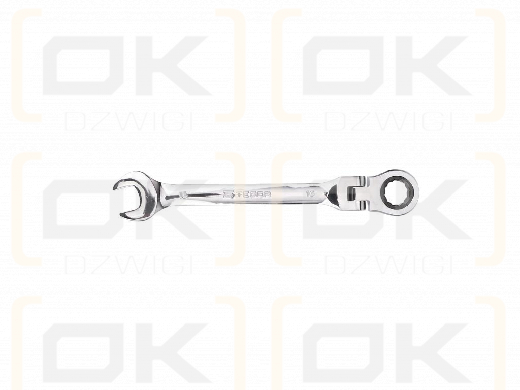 Ratcheting open-end wrench, articulated, 16 mm, Teger