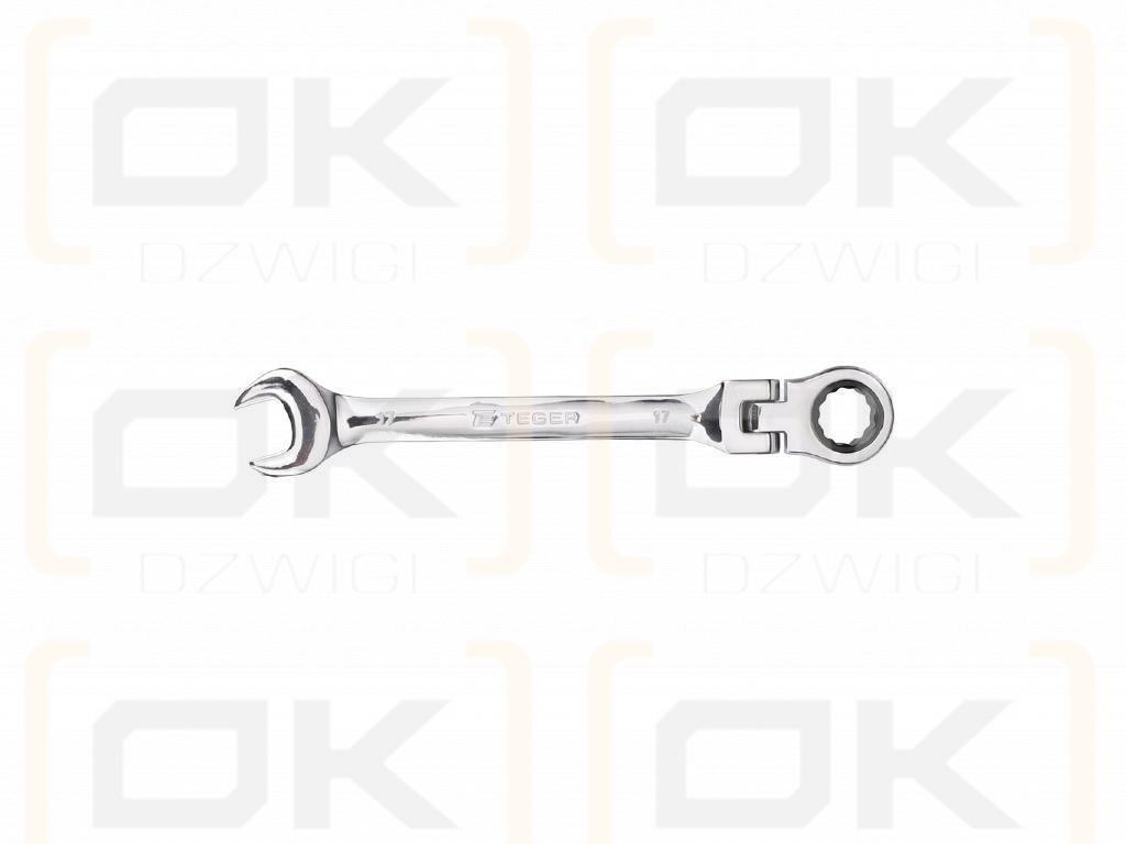 Ratcheting open-end wrench, articulated, 17 mm, Teger