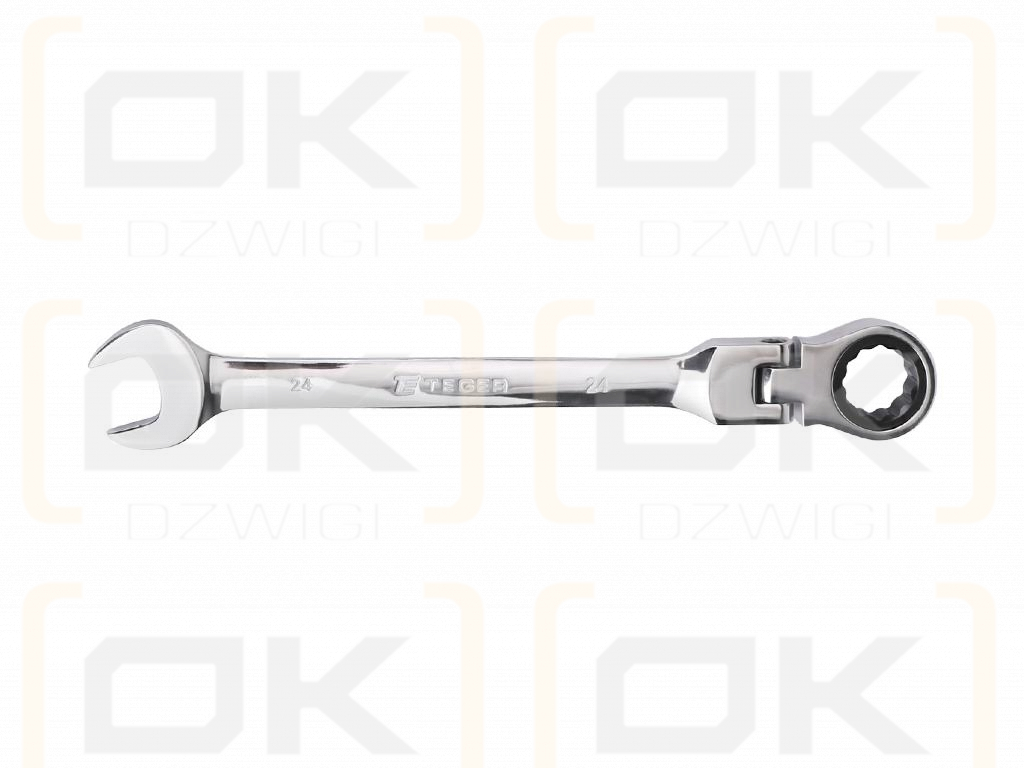 Ratcheting open-end wrench, articulated, 24 mm, Teger