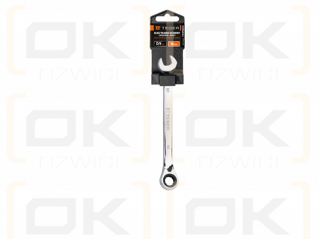 Ratchet open-end wrench, offset, 10 mm, Teger