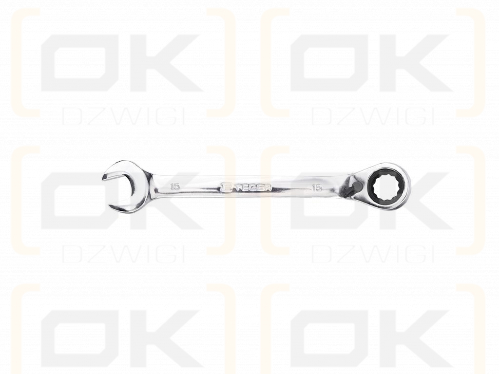 Ratchet open-end wrench, offset, 15 mm, Teger