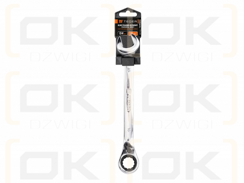 Ratchet open-end wrench, offset, 16 mm, Teger