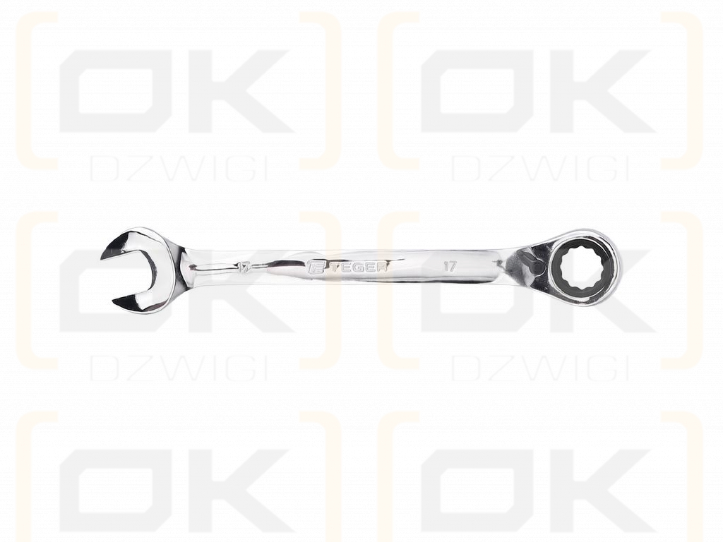 Ratcheting open-end wrench, offset, 17 mm, Teger