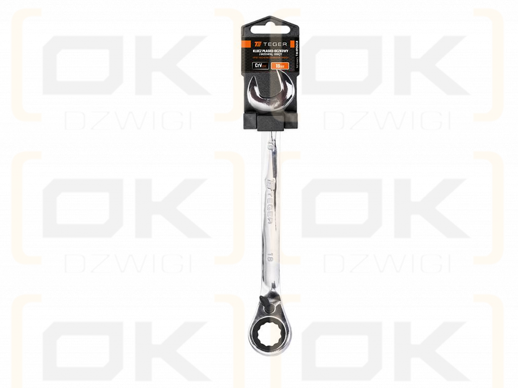 Ratchet open-end wrench, offset, 18 mm, Teger