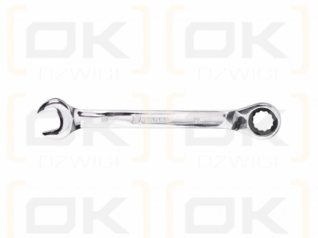 Ratchet open-end wrench, offset, 19 mm, Teger