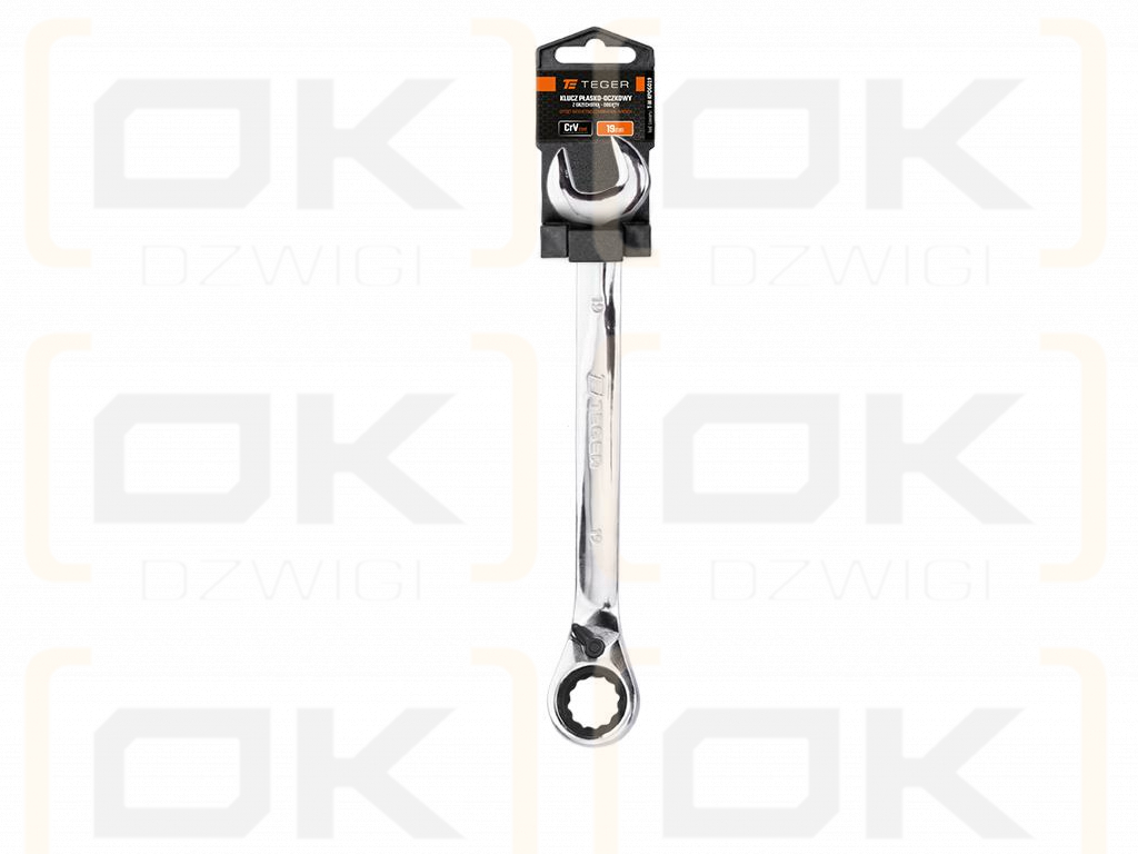 Ratchet open-end wrench, offset, 19 mm, Teger