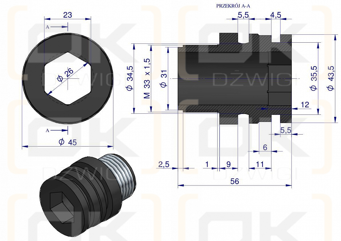 Króciec M33x1,5 Opryskiwacz