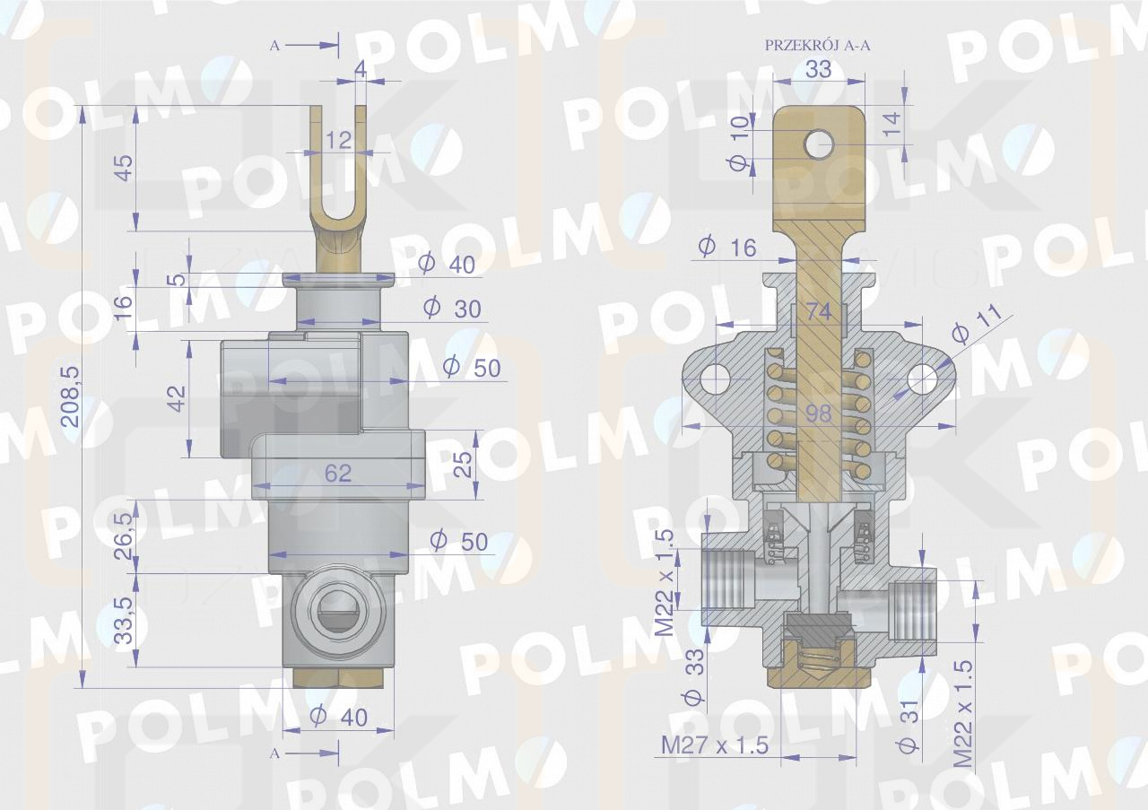 Zawór hamulcowy 42480160. 42481161 C-330 POLMO