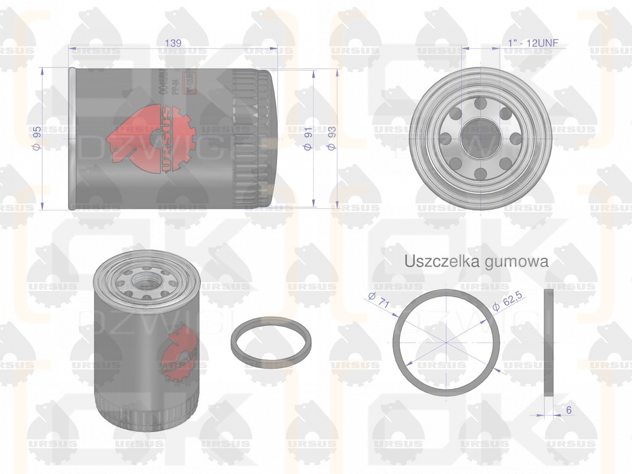 Filtr oleju PP-84, PP84,  PP-8.4 C-330, C-360 ORYGINAŁ URSUS , (sprzedawane po 12)