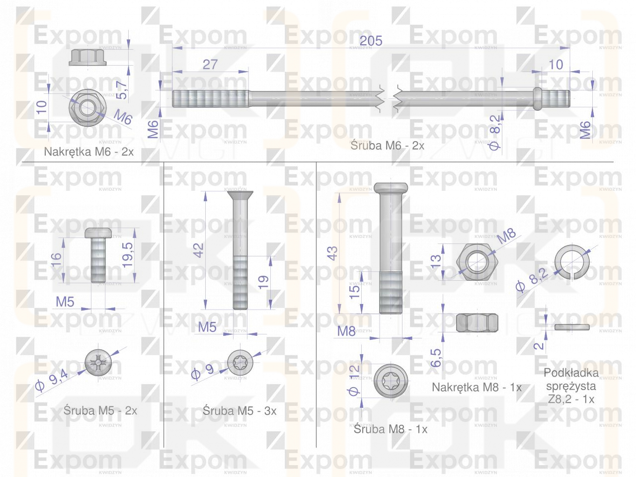 Komplet śrub rozrusznika 2005834177. 46657000 C-330 C-360 ZETOR Nowy Typ EXPOM KWIDZYN eu