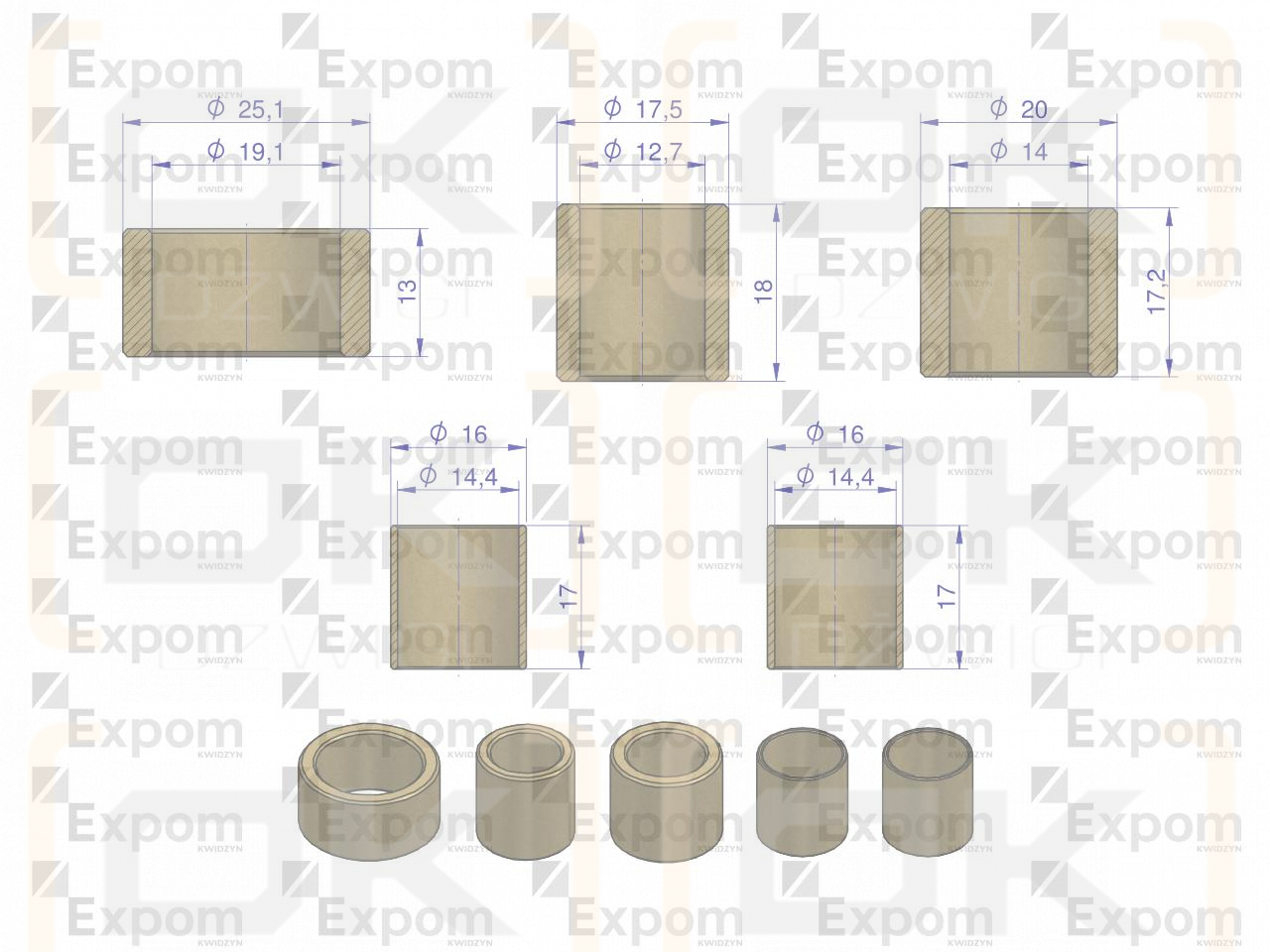 Komplet tulejek rozrusznika R-11 851.502.0 5-szt EXPOM KWIDZYN eu 