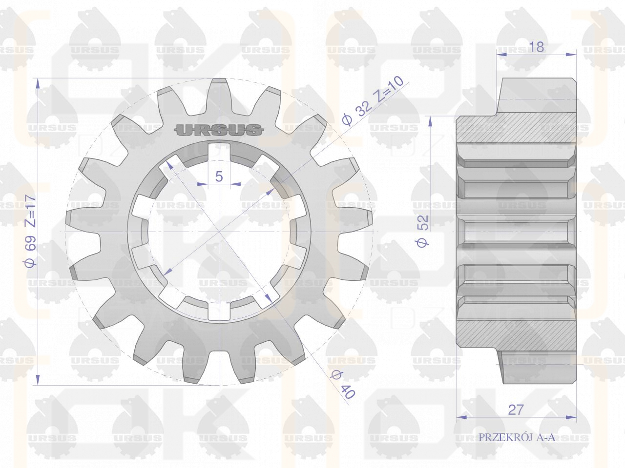 Ursus C-330 C330 relay drive gear