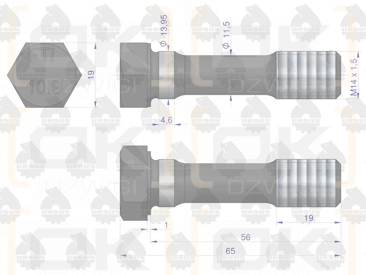 Connecting rod bolt C-330 50100700 ORIGINAL URSUS (sold in packs of 10)