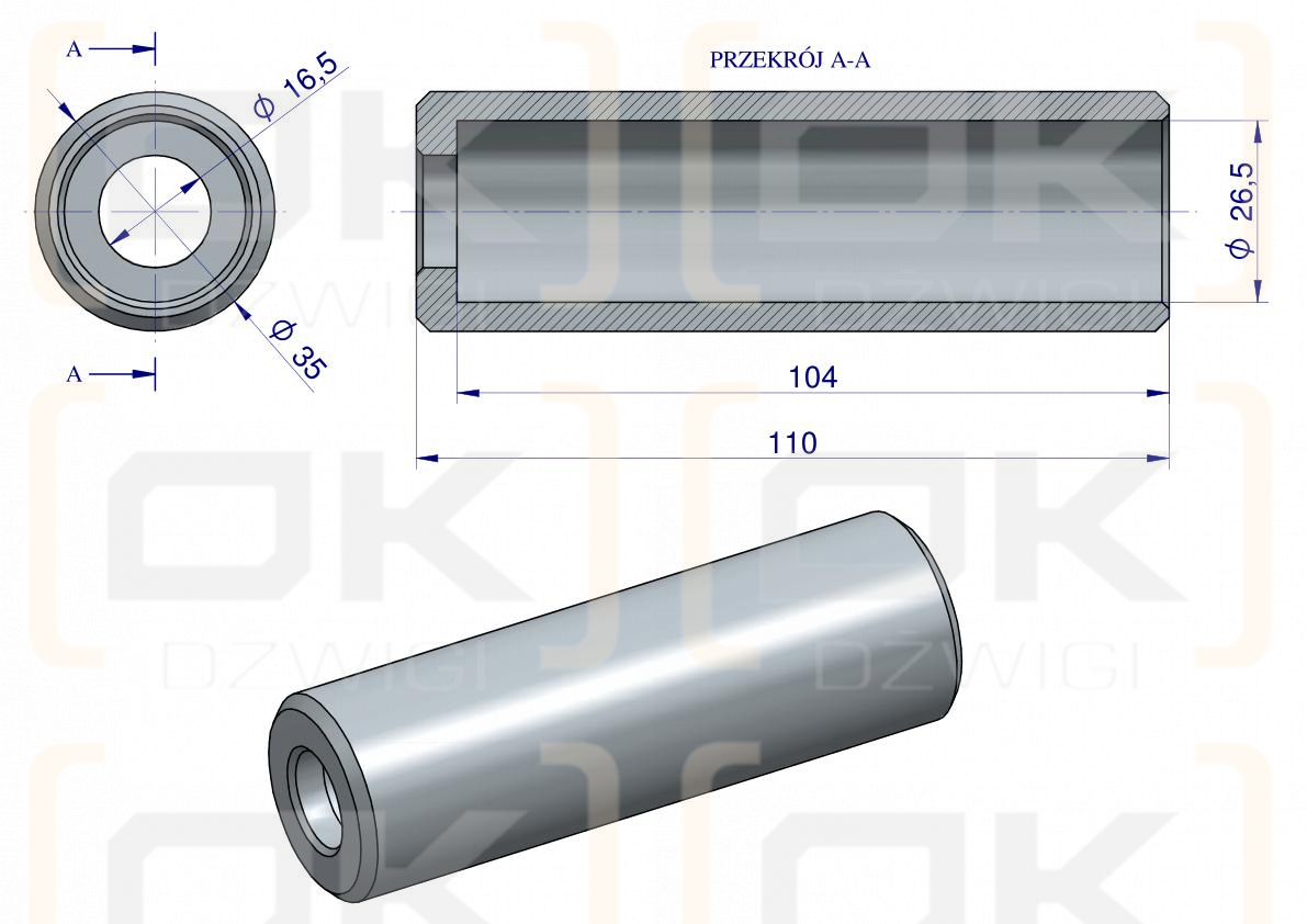 Tuleja zęba toczonego do regeneracji wideł do obornika 110mm TUR