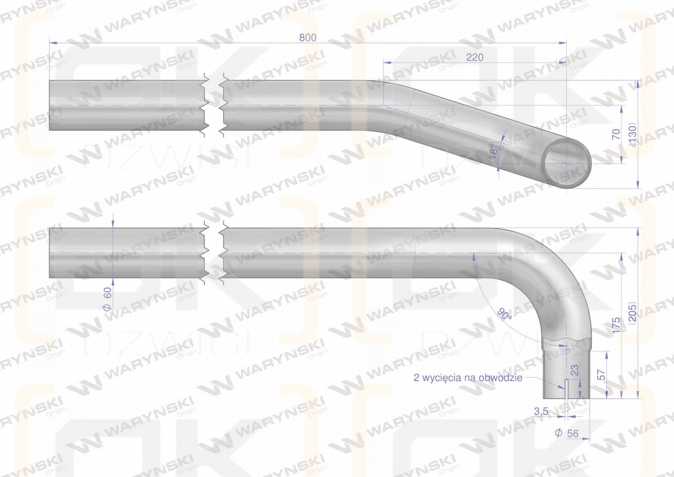 Rura do tłumika 5040390070.1p prosta bizon INOX Waryński
