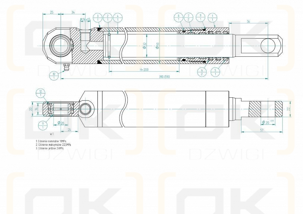 Cylinder podnoszenia motowideł CN2E-32/200B Bizon