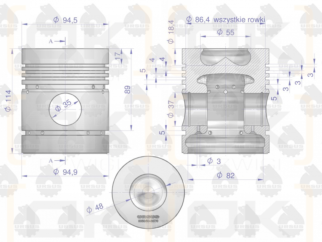 Zestaw naprawczy silnika 55110018 950116 C-360 ORYGINAŁ URSUS