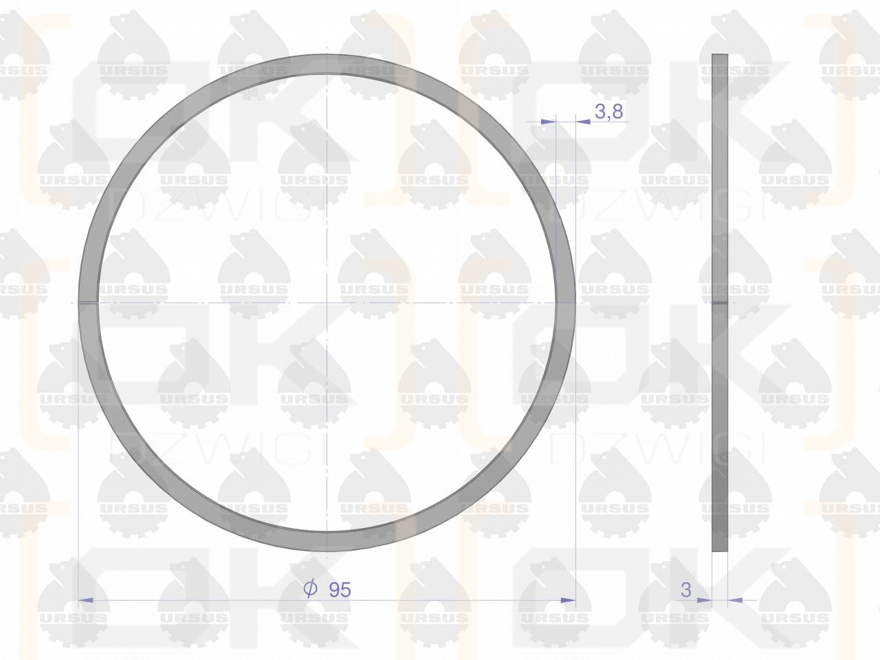 Pierścień tłokowy uszczelniający 50731380 973138 95x3 ( sprzedawane po 10 ) C-360 ORYGINAŁ URSUS